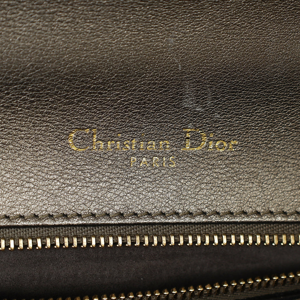 Christian Dior Metallic Olive Diorama Flap Shoulder Bag