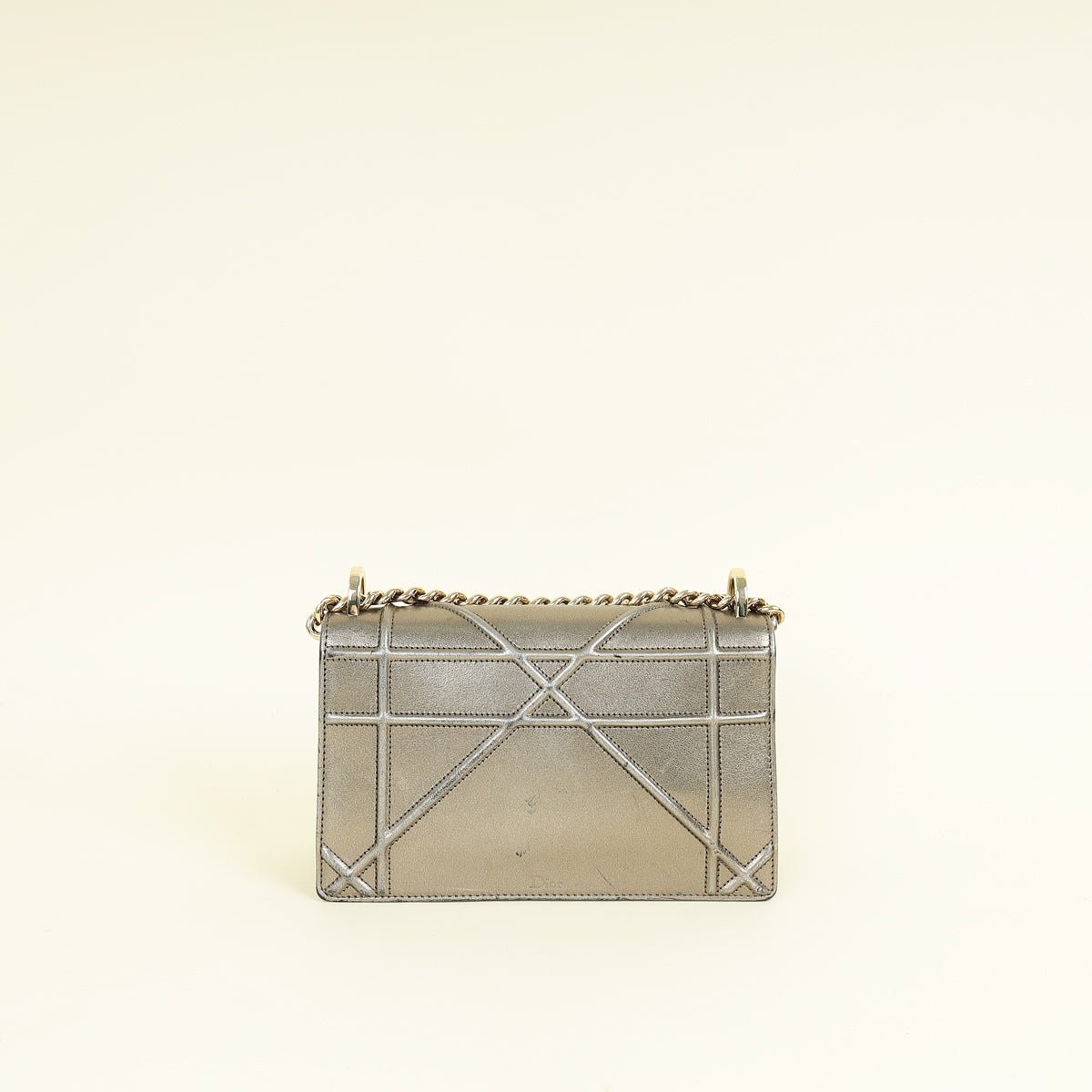 Christian Dior Metallic Olive Diorama Flap Shoulder Bag