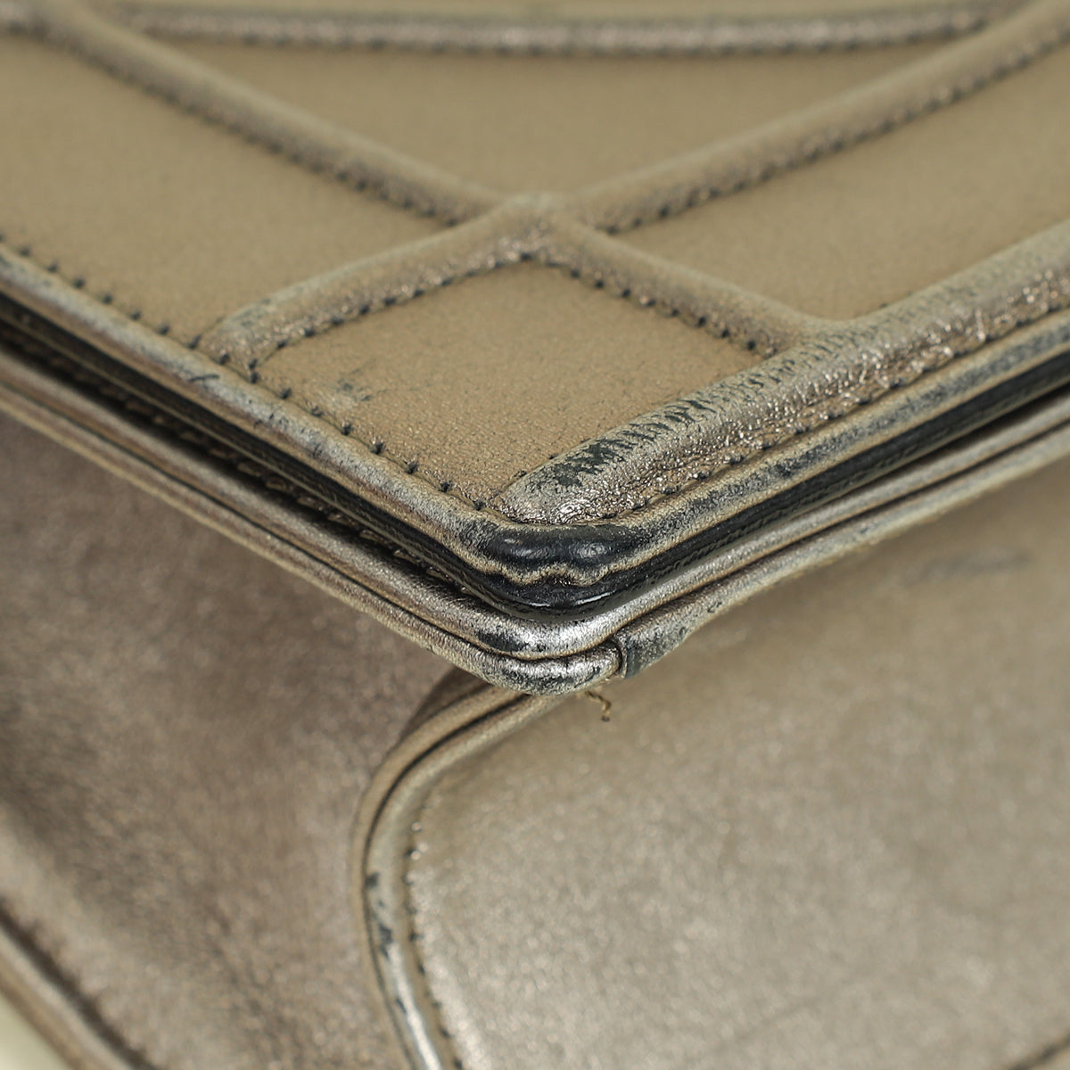 Christian Dior Metallic Olive Diorama Flap Shoulder Bag