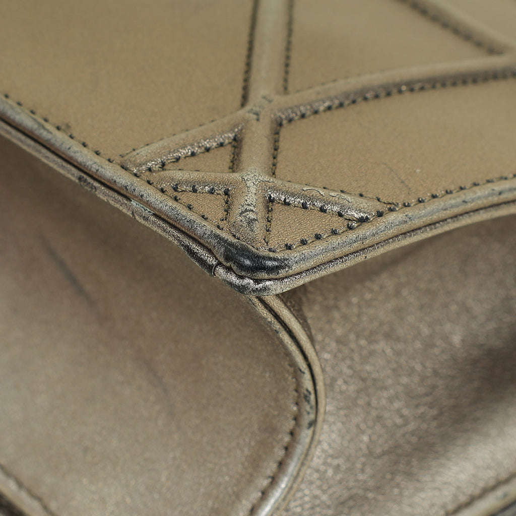Christian Dior Metallic Olive Diorama Flap Shoulder Bag