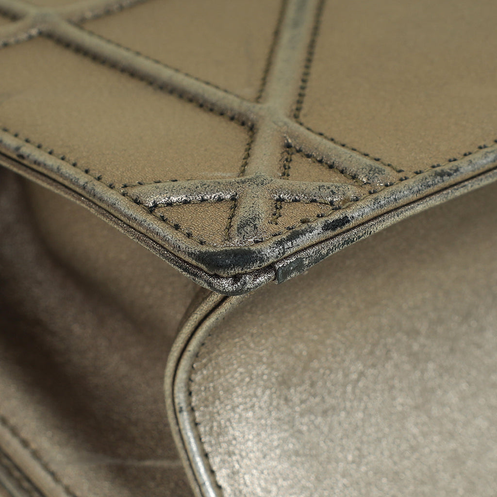 Christian Dior Metallic Olive Diorama Flap Shoulder Bag