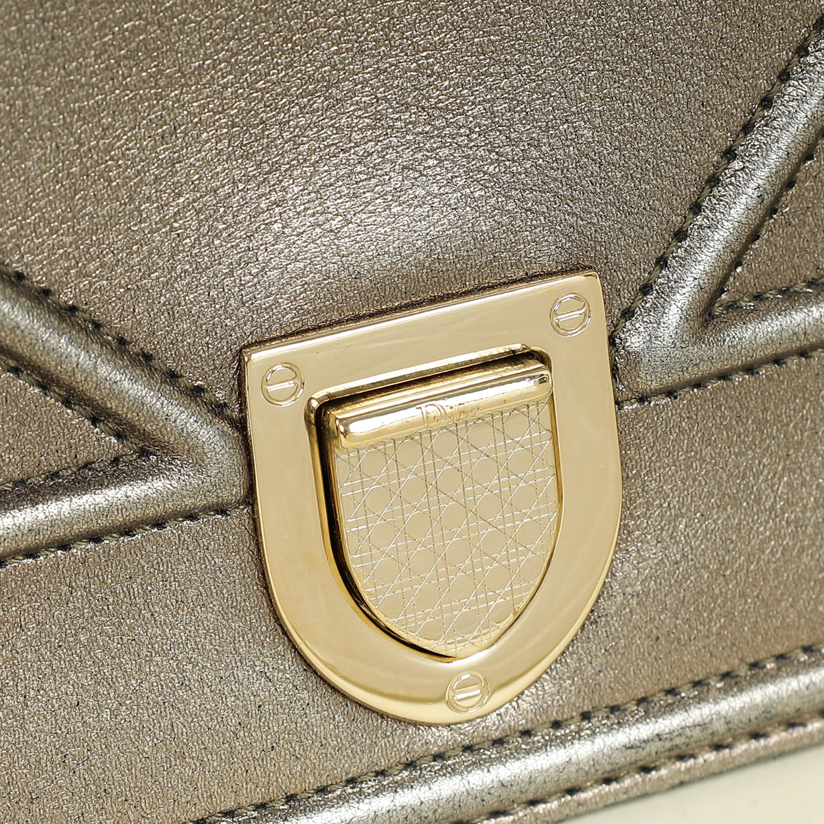Christian Dior Metallic Olive Diorama Flap Shoulder Bag