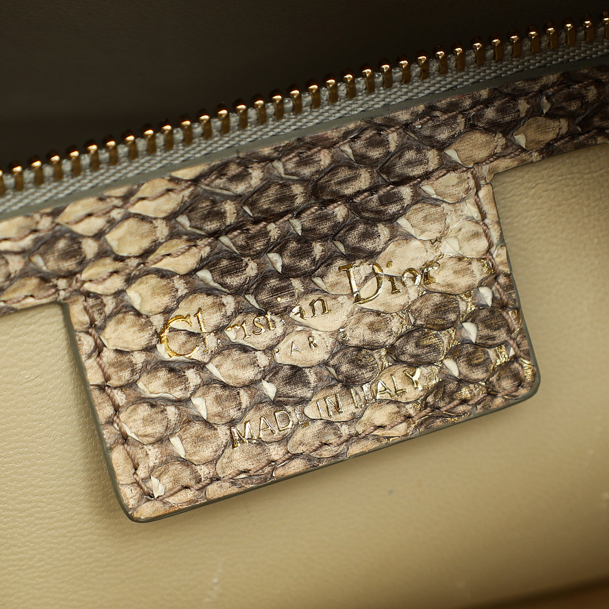 Christian Dior Bicolor Metallic Python Lady Dior medium Bag