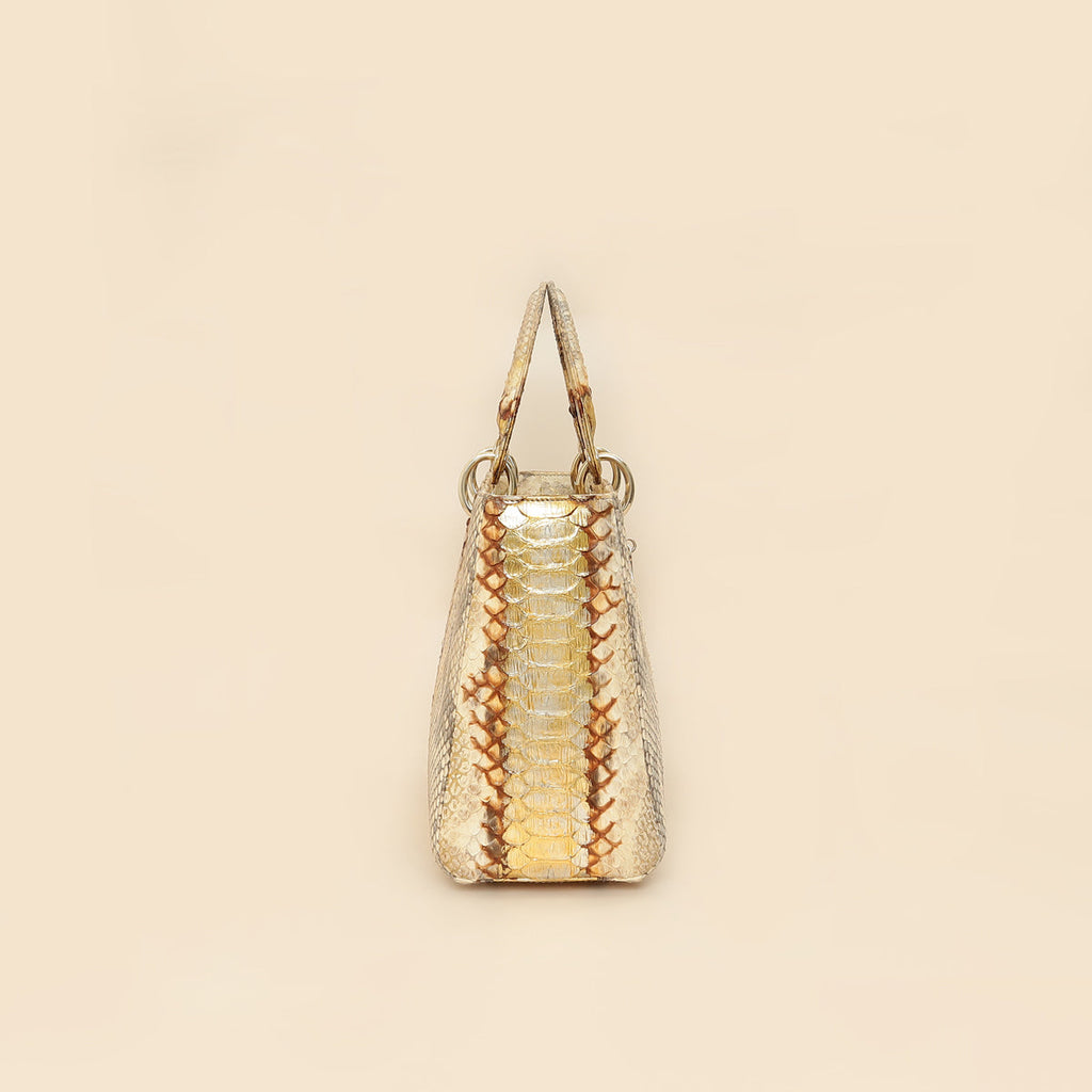 Christian Dior Bicolor Metallic Python Lady Dior medium Bag