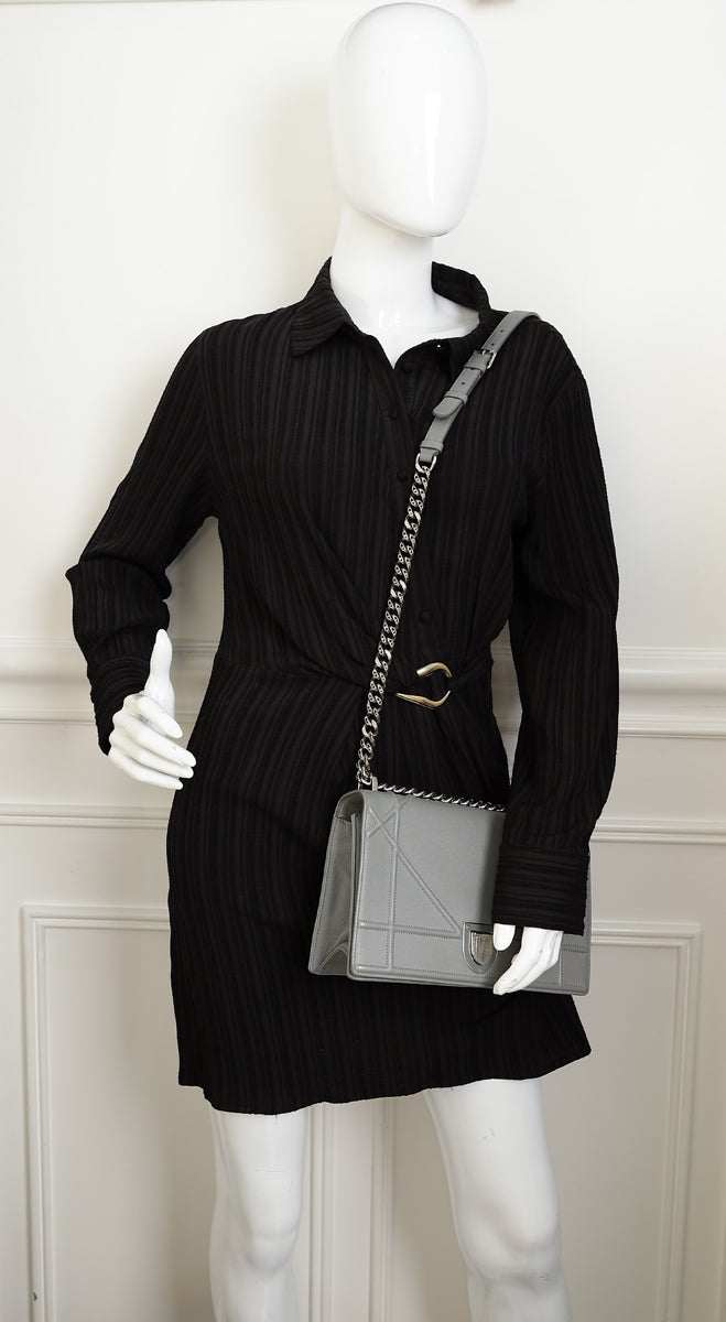 Christian Dior Grey Diorama Flap Shoulder Bag