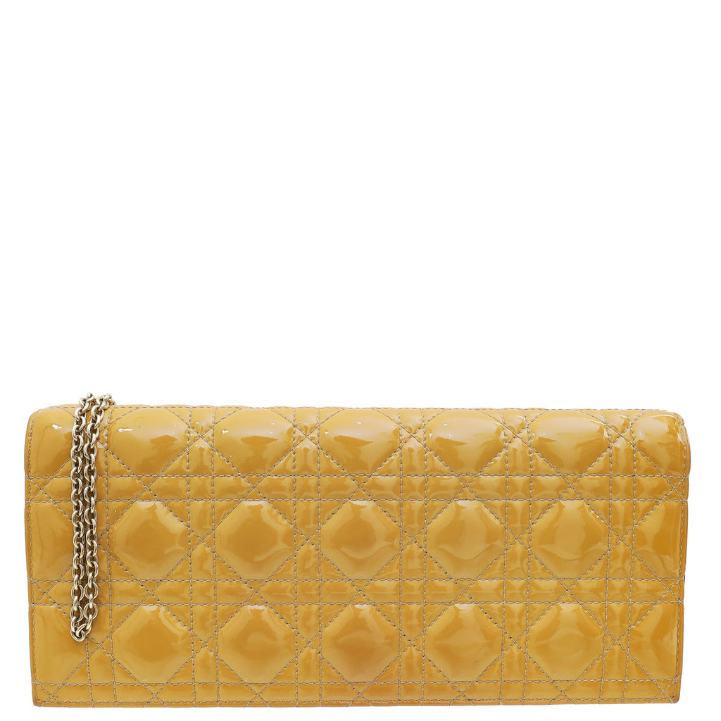 Christian Dior Beige Lady Dior Convertible Chain Clutch Bag