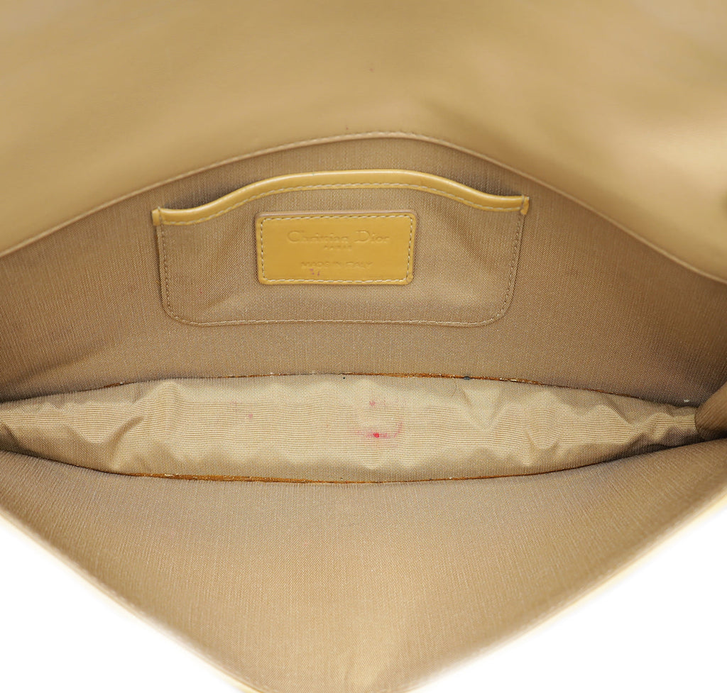 Christian Dior Beige Lady Dior Convertible Chain Clutch Bag