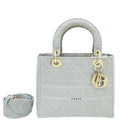 Christian Dior Grey Lady D-lite Cannage Embroidery Medium Bag