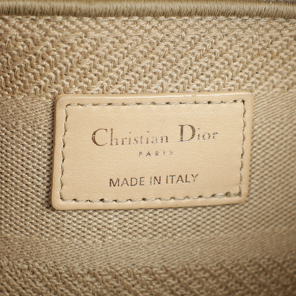 Christian Dior Beige Lady D-Lite Cannage Embroidery Medium Bag