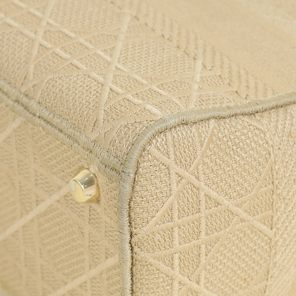 Christian Dior Beige Lady D-Lite Cannage Embroidery Medium Bag