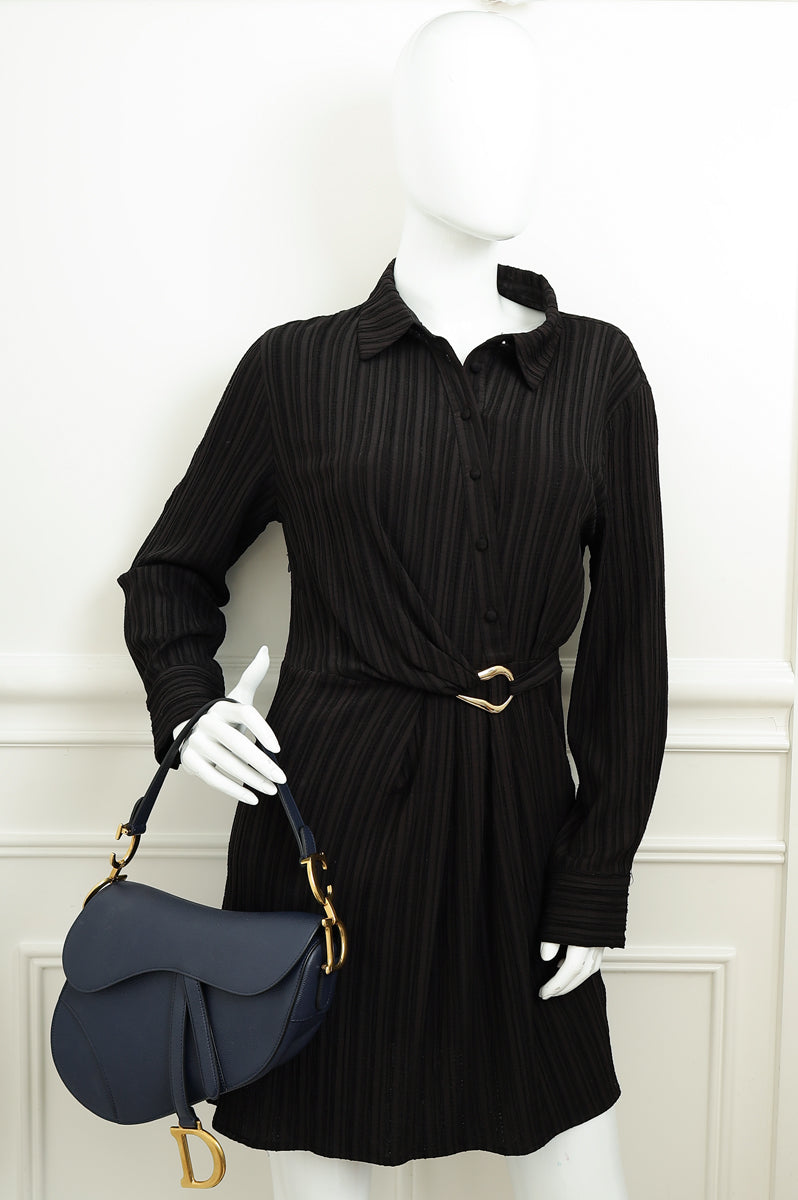 Christian Dior Navy Saddle Medium Bag