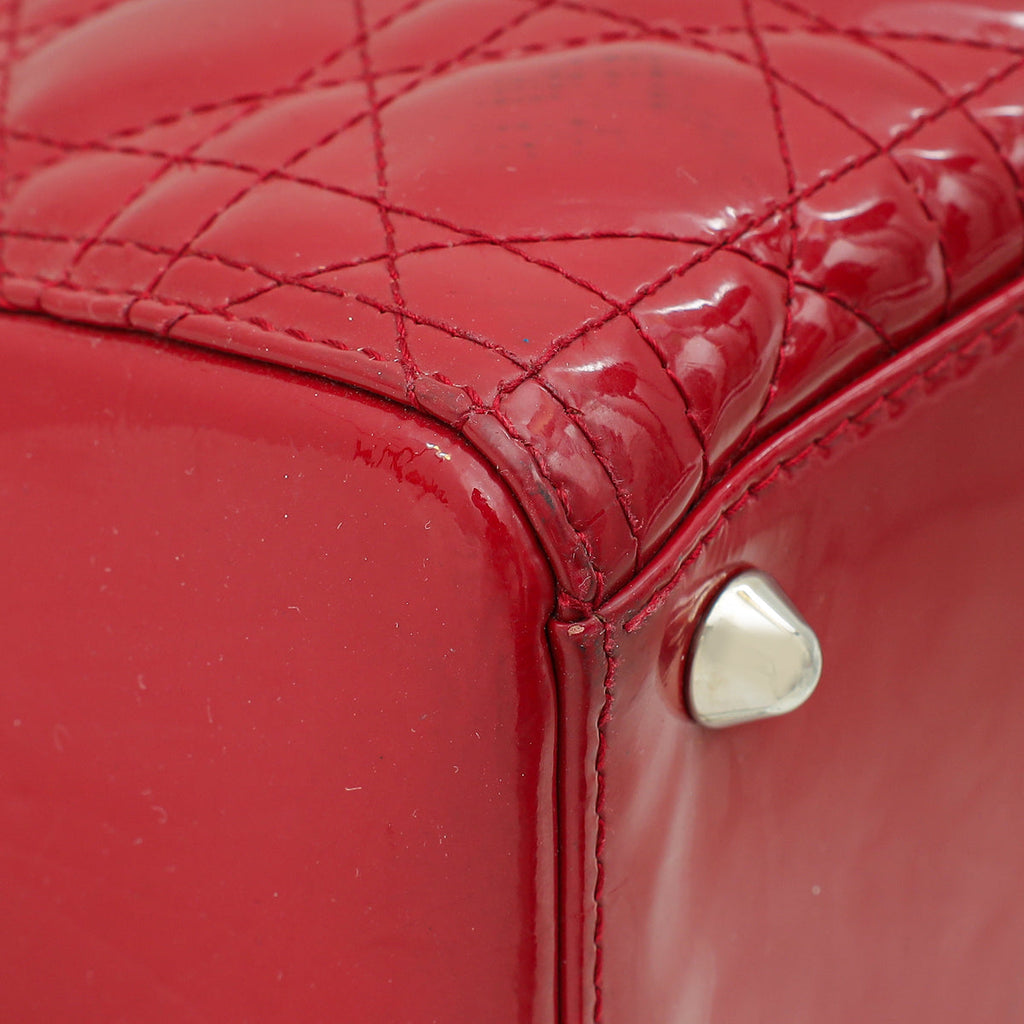 Christian Dior Red Lady Dior Large Bag