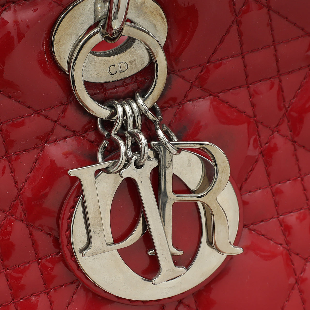 Christian Dior Red Lady Dior Large Bag