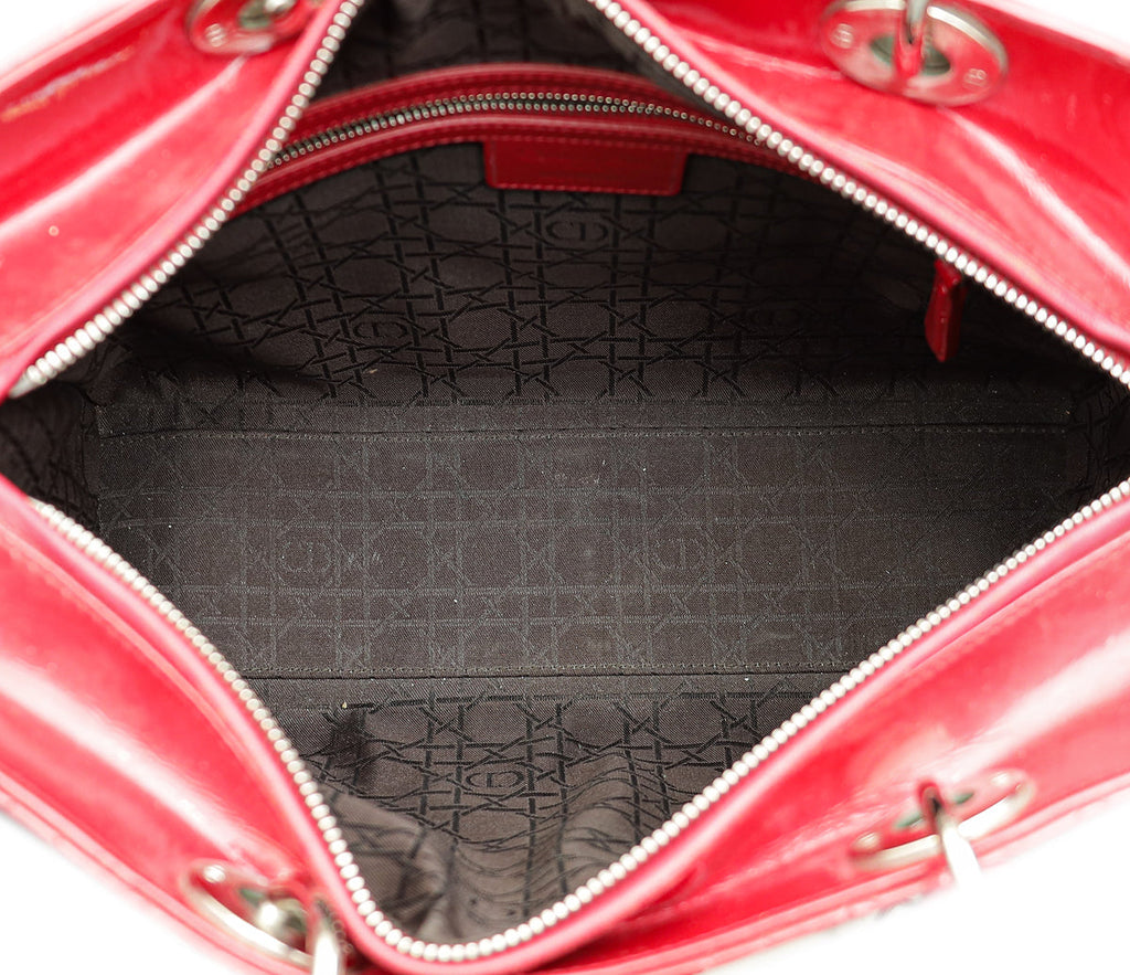 Christian Dior Red Lady Dior Large Bag