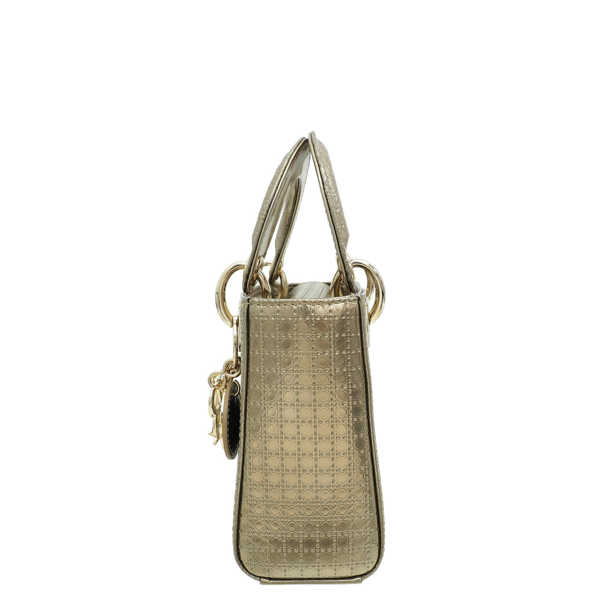 Christian Dior Champaign Lady Dior Microcannage Mini Chain Bag
