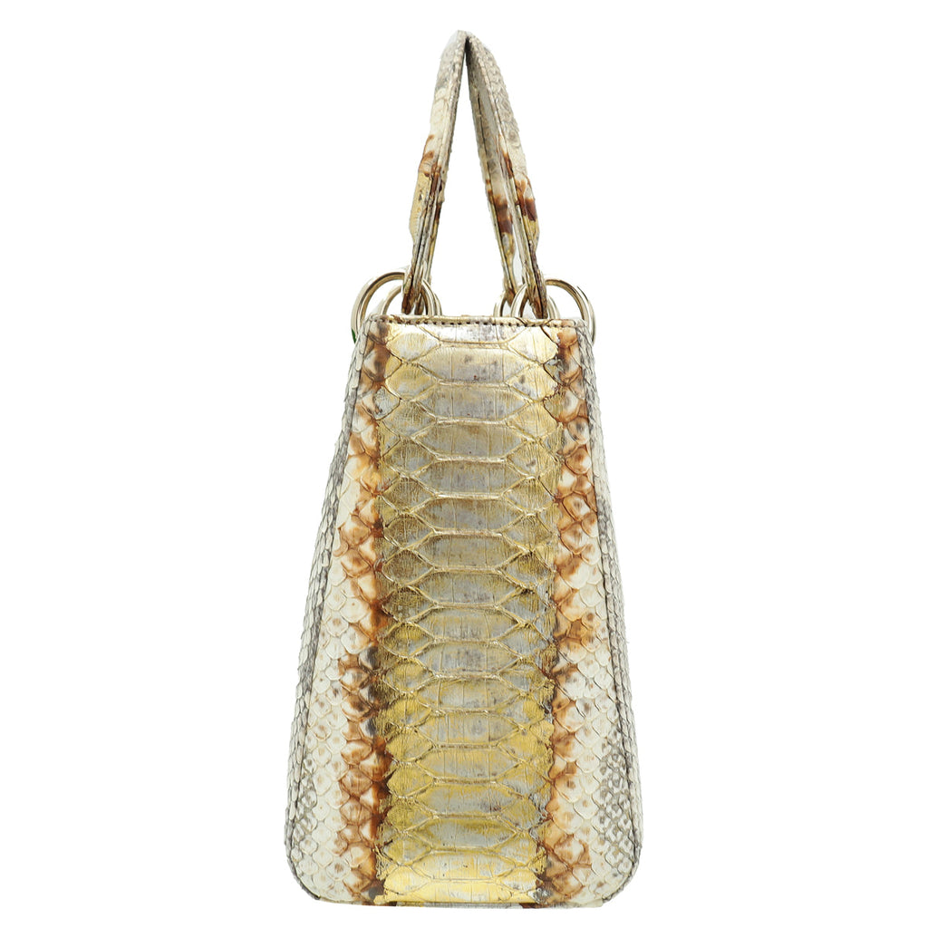 Christian Dior Beige Python Ombre Lady Dior Medium Bag