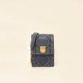 Christian Dior Navy Blue Diorama Studded Vertical Chain Wallet