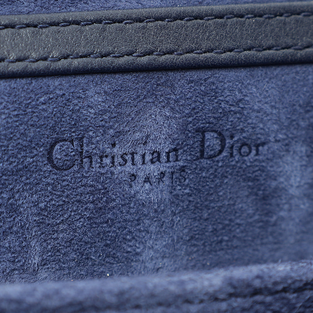 Christian Dior Navy Blue Diorama Studded Vertical Chain Wallet