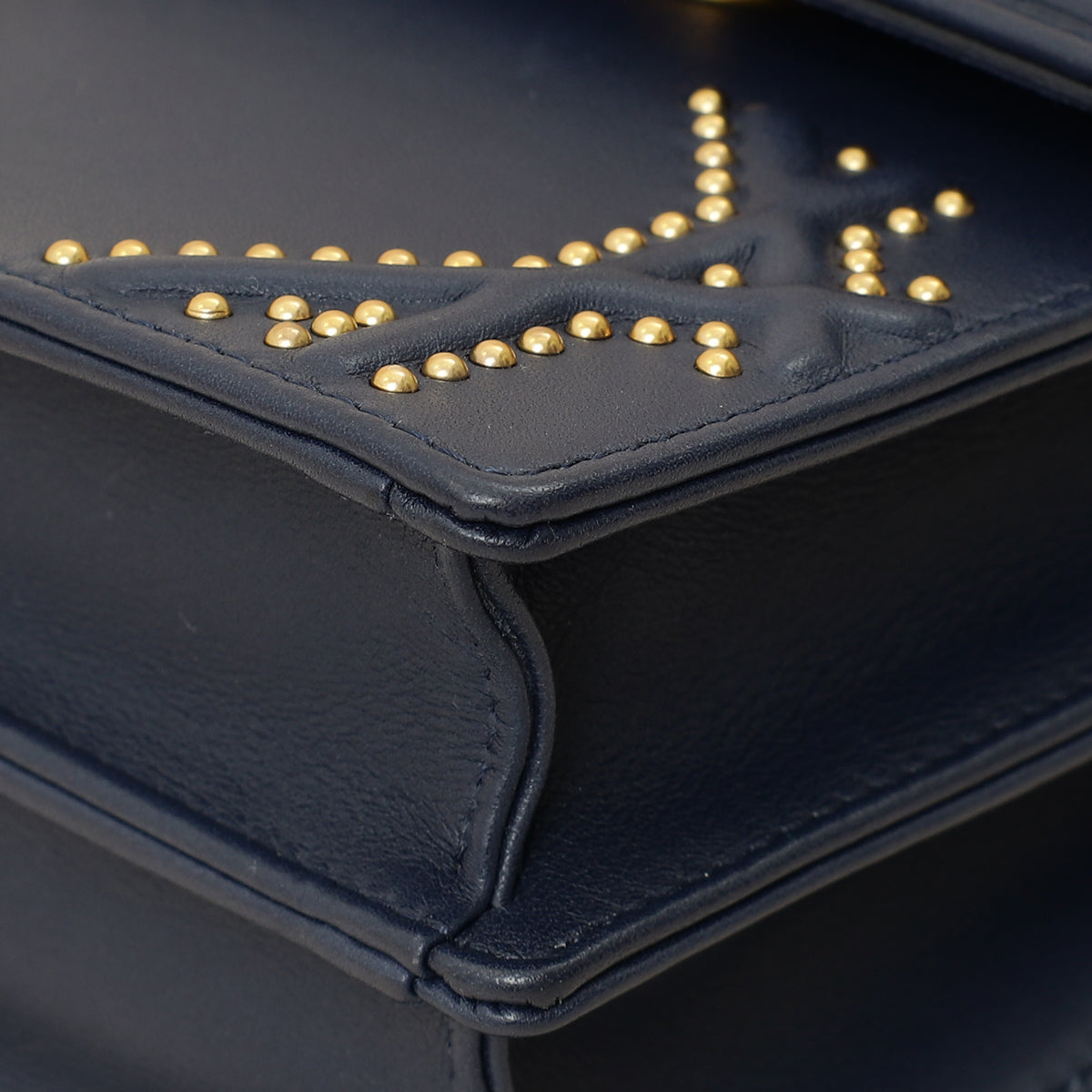 Christian Dior Navy Blue Diorama Studded Vertical Chain Wallet