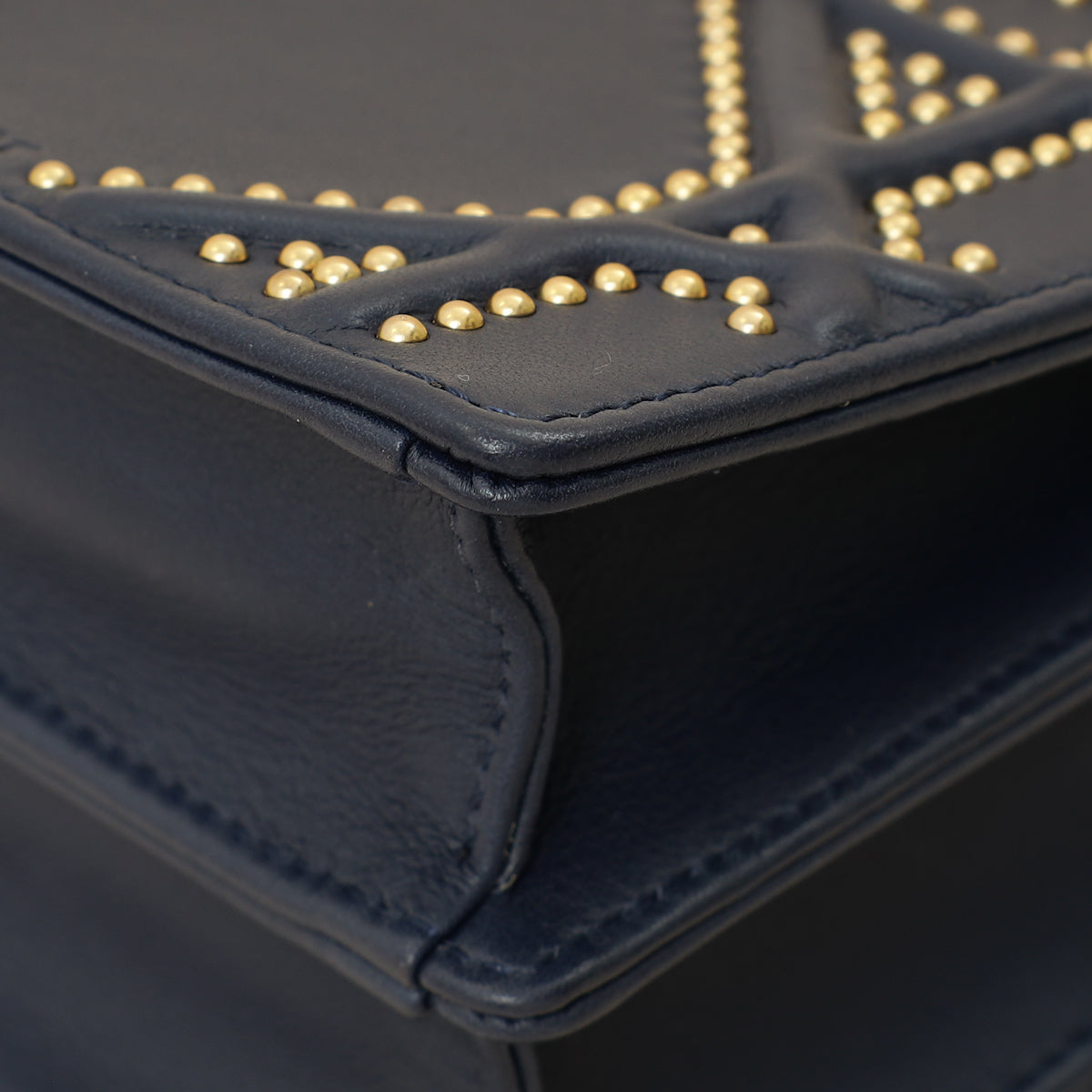 Christian Dior Navy Blue Diorama Studded Vertical Chain Wallet