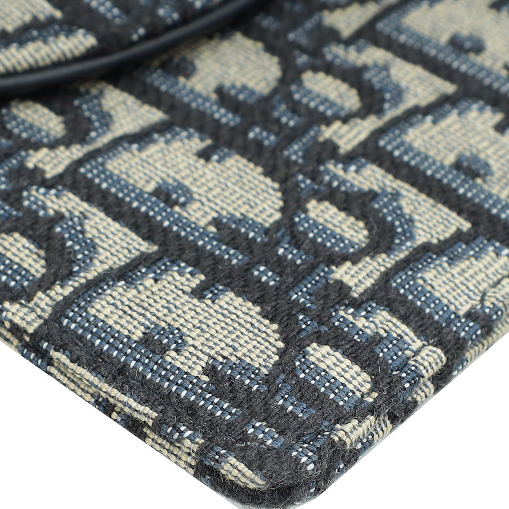 Christian Dior Navy Blue Oblique Saddle Pouch Clutch
