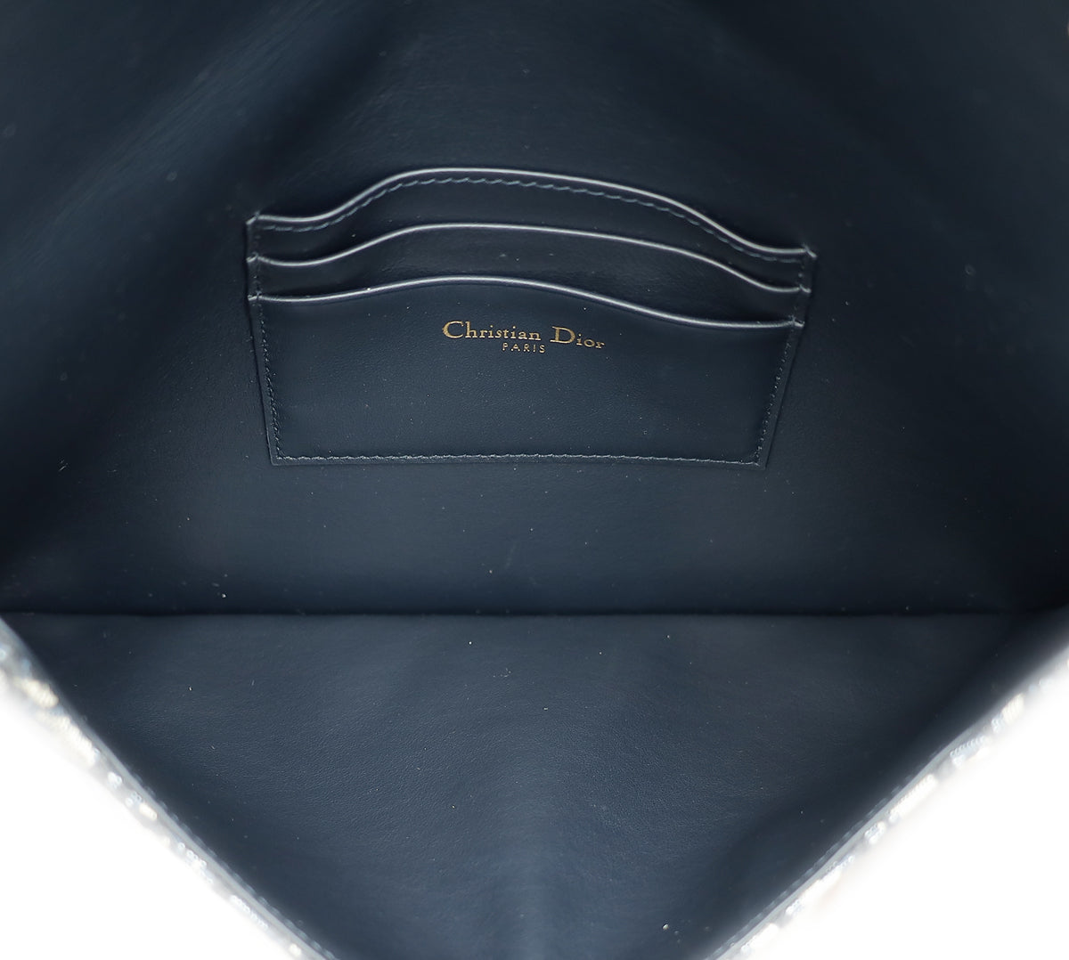 Christian Dior Navy Blue Oblique Saddle Pouch Clutch