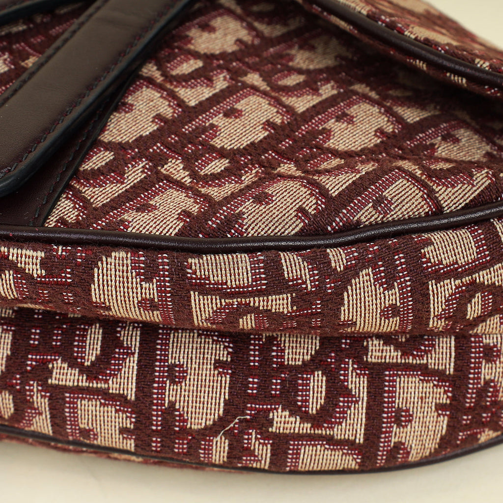 Christian Dior Burgundy Oblique Saddle Medium Bag