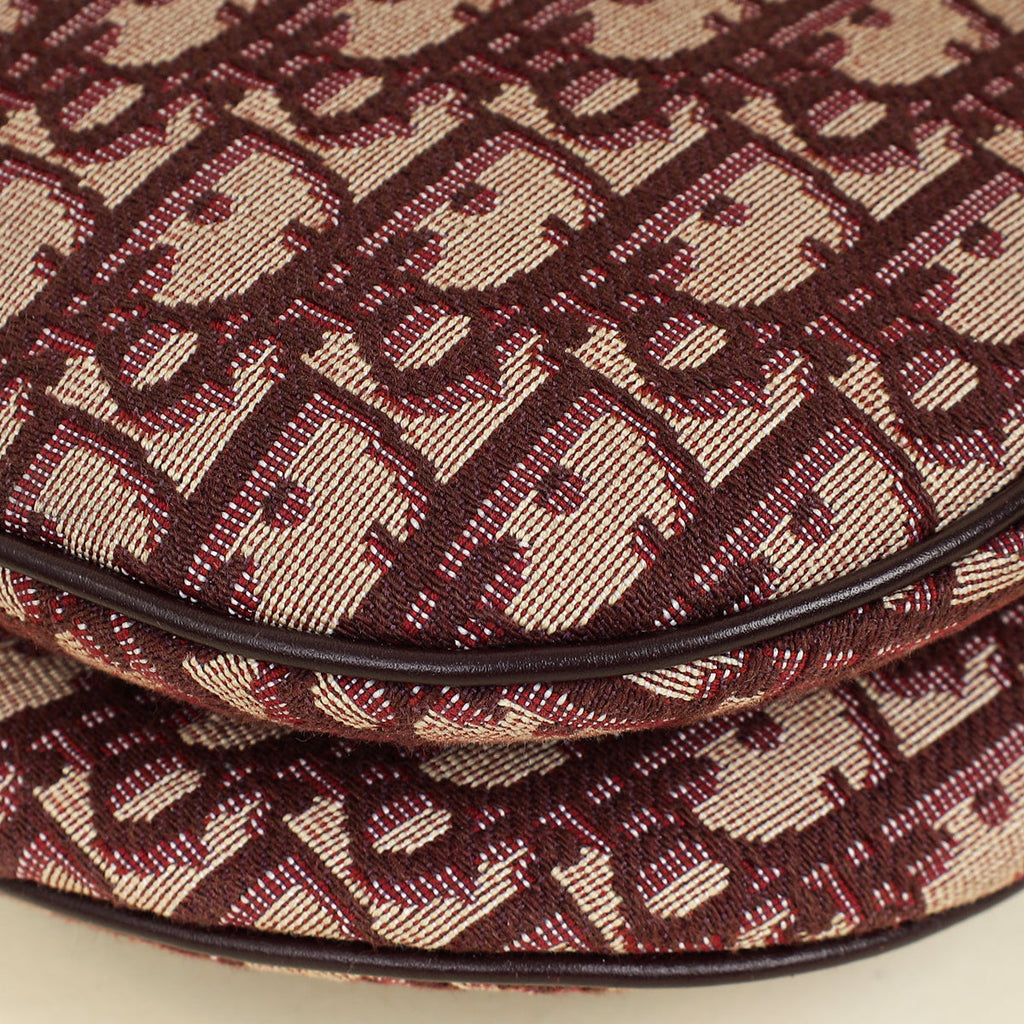 Christian Dior Burgundy Oblique Saddle Medium Bag