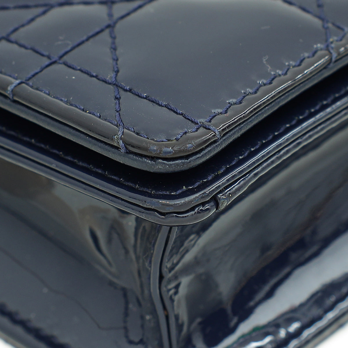 Christian Dior Indigo Blue Lady Dior Pouch With Chain