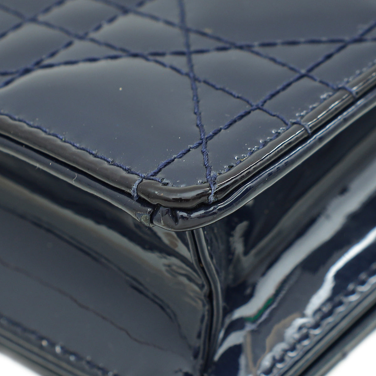 Christian Dior Indigo Blue Lady Dior Pouch With Chain