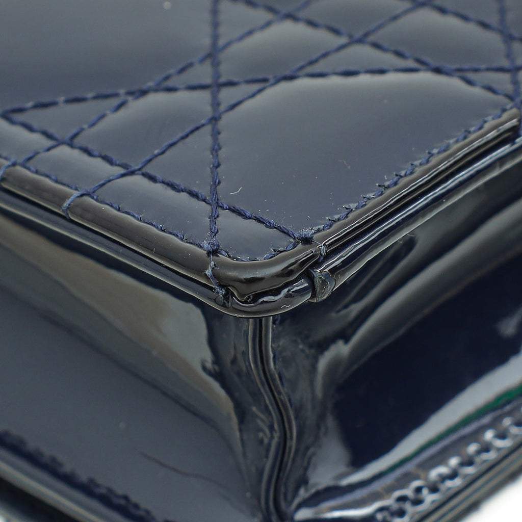 Christian Dior Indigo Blue Lady Dior Pouch With Chain