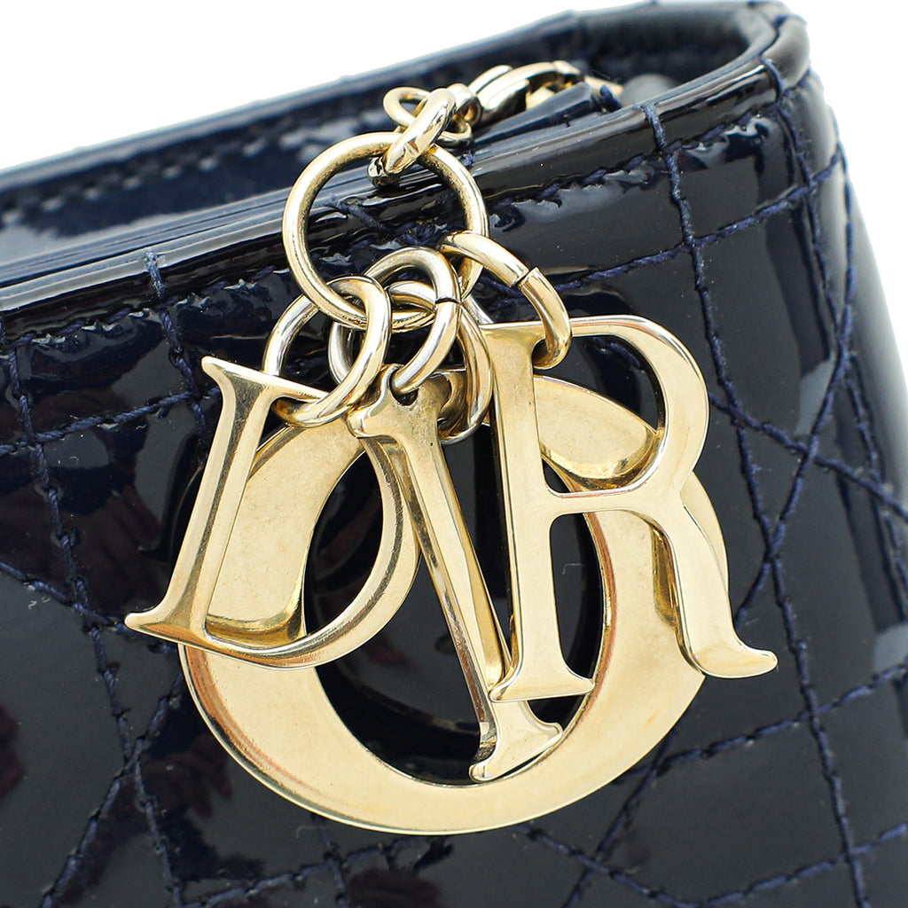 Christian Dior Indigo Blue Lady Dior Pouch With Chain