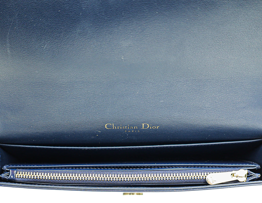 Christian Dior Indigo Blue Lady Dior Pouch With Chain