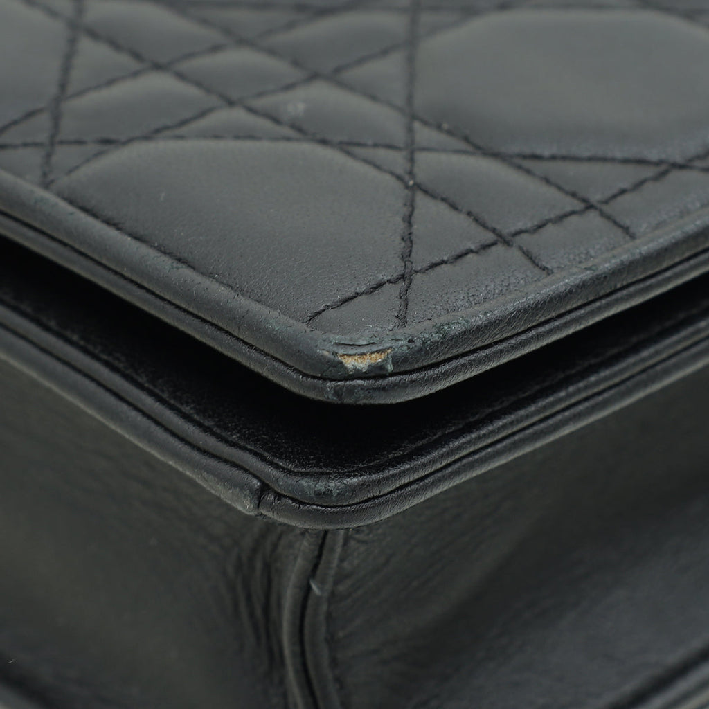 Christian Dior Black Lady Dior Pouch With Chain