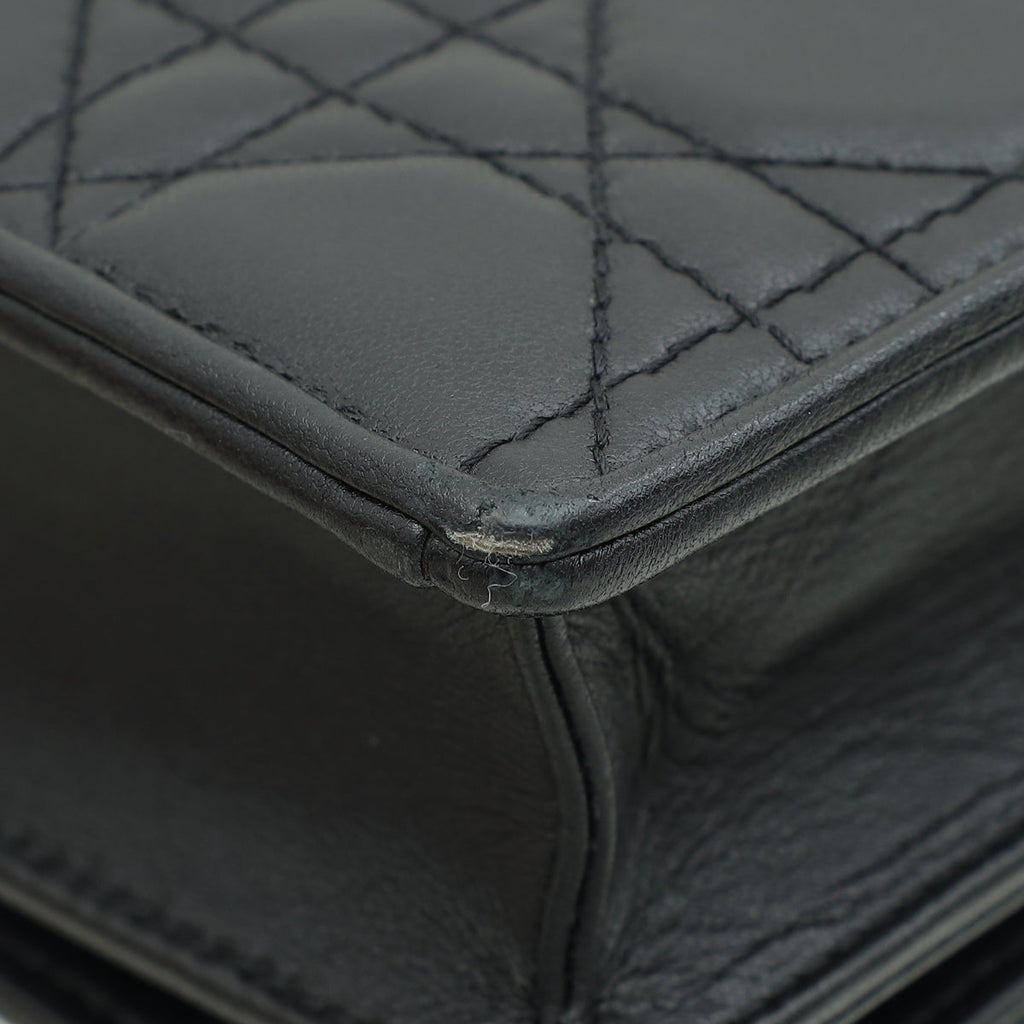 Christian Dior Black Lady Dior Pouch With Chain