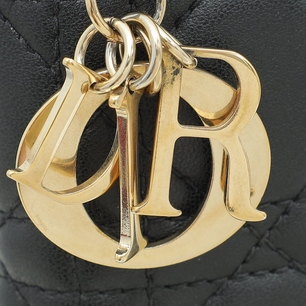 Christian Dior Black Lady Dior Pouch With Chain