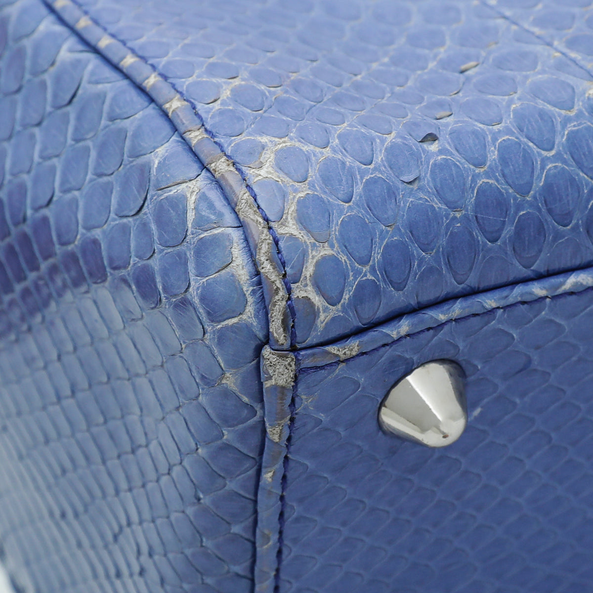Christian Dior Blue Python Lady Dior Large Bag
