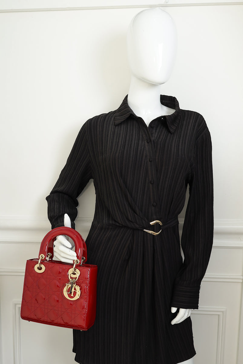Christian Dior Cherry Red Lady Dior Small Bag