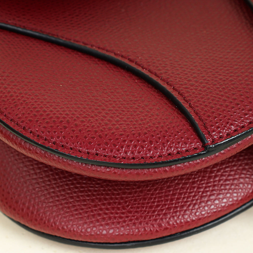 Christian Dior Burgundy Saddle Mini Dior Bag With Wide Strap
