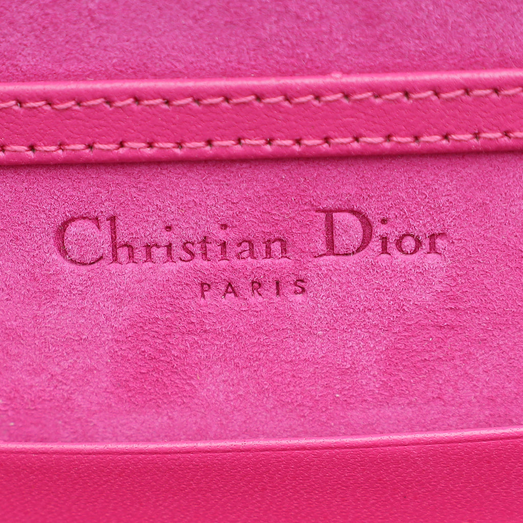 Christian Dior Metallic Fuchsia Studded Diorama Wallet on Chain