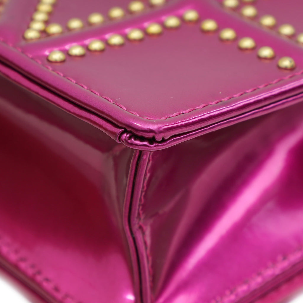 Christian Dior Metallic Fuchsia Studded Diorama Wallet on Chain