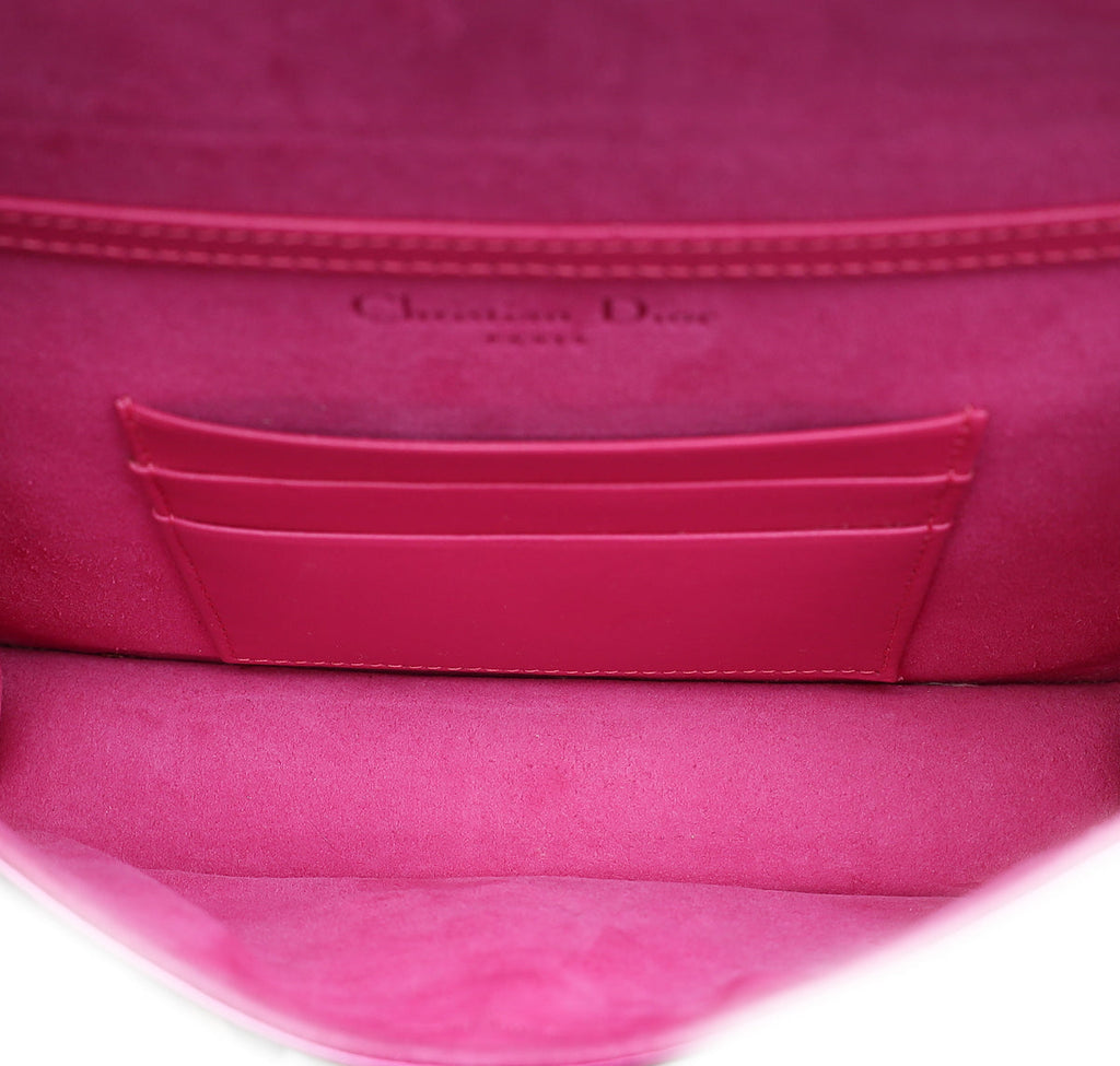 Christian Dior Metallic Fuchsia Studded Diorama Wallet on Chain