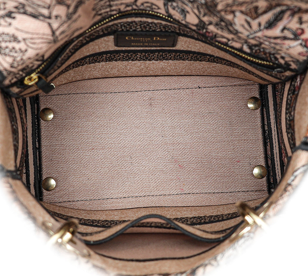 Christian Dior Powder Pink Lady D-Lite Jardin Magique Embroidery Medium Bag