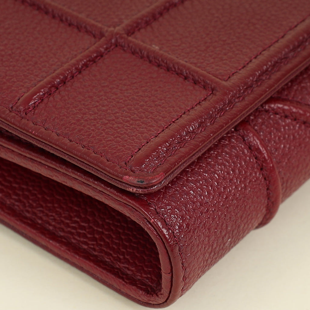 Christian Dior Burgundy Diorama Wallet On Chain