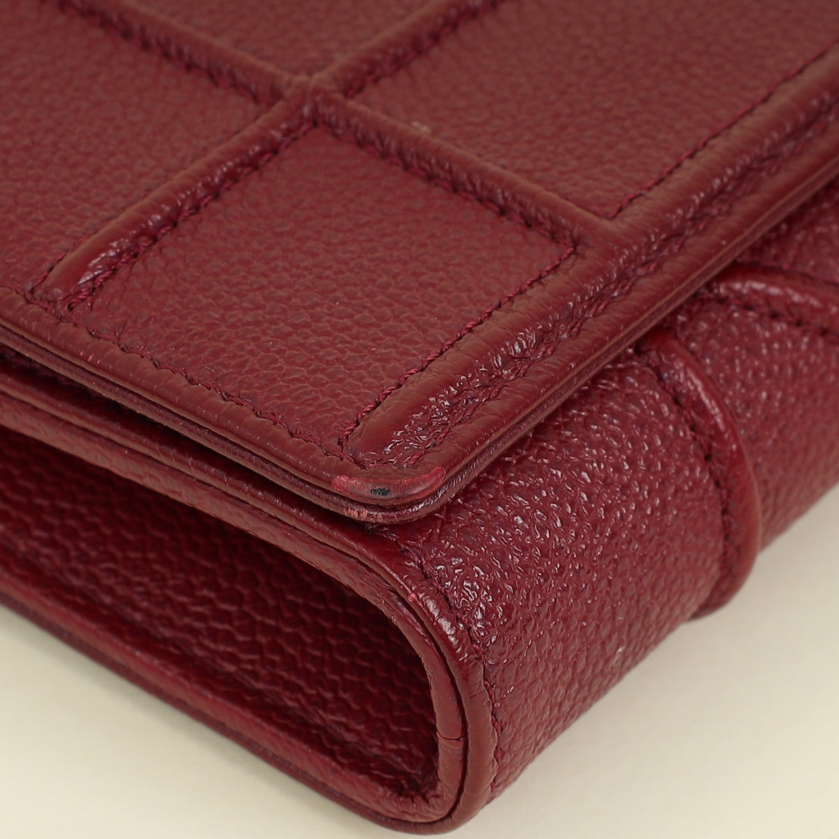 Christian Dior Burgundy Diorama Wallet On Chain