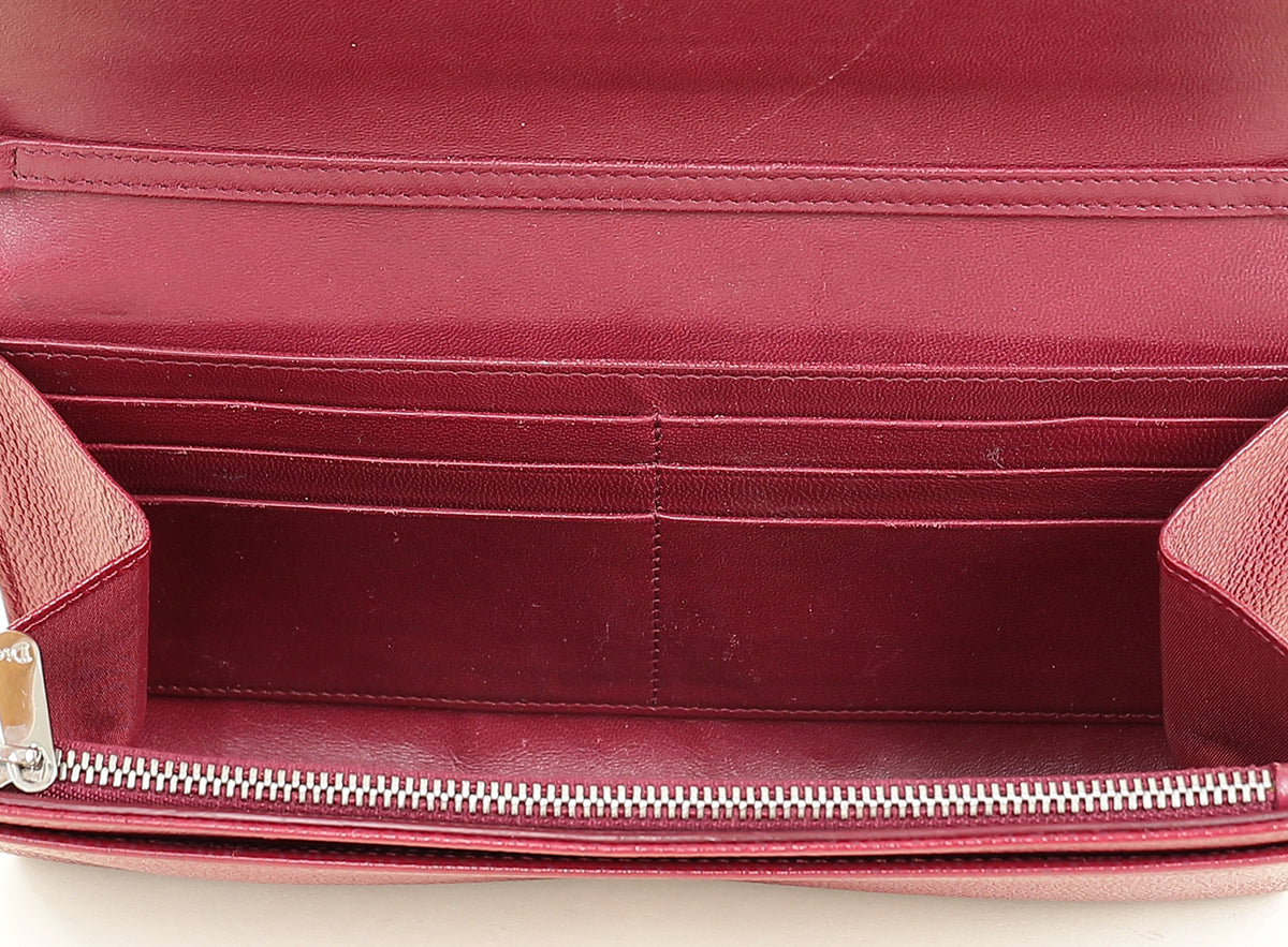 Christian Dior Burgundy Diorama Wallet On Chain