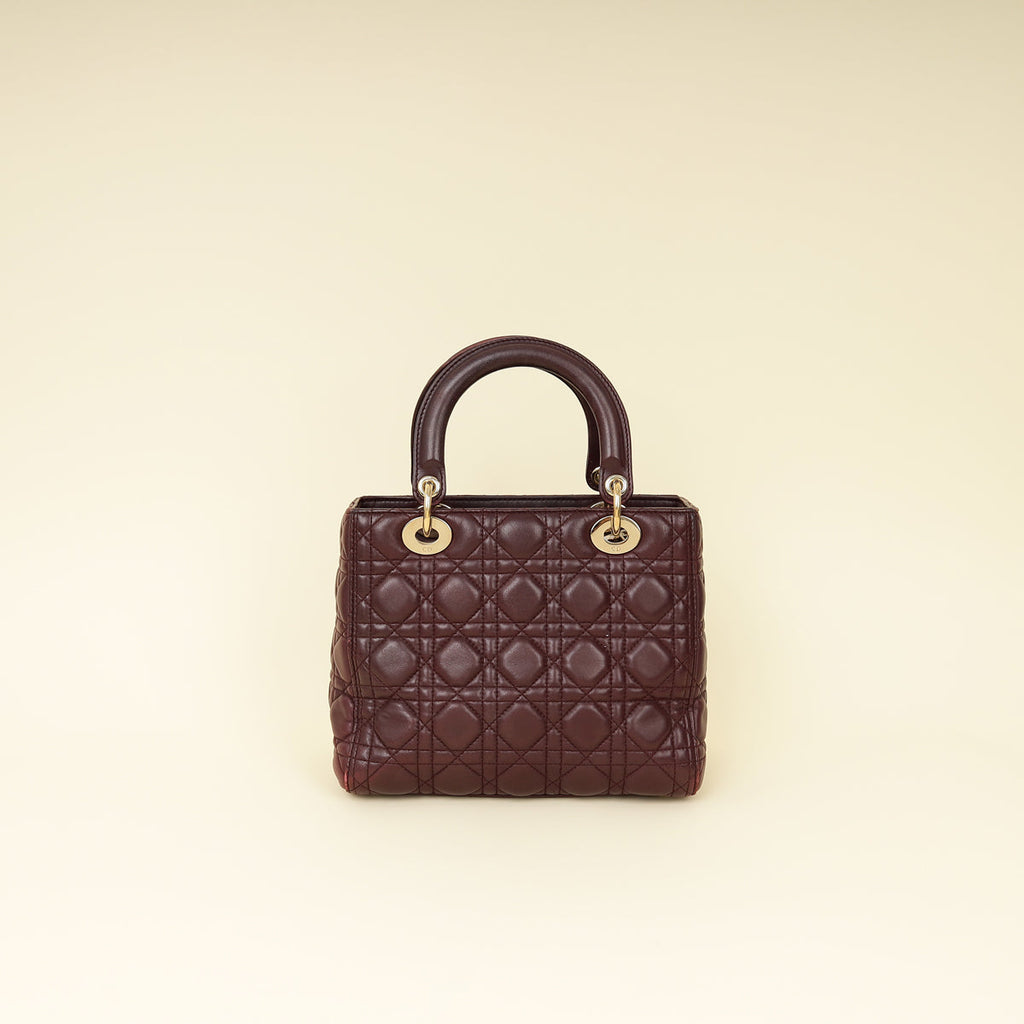 Christian Dior Burgundy Lady Dior Medium Bag