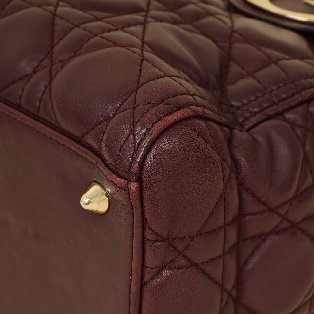 Christian Dior Burgundy Lady Dior Medium Bag
