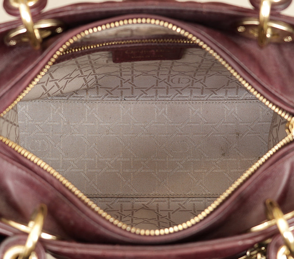 Christian Dior Burgundy Lady Dior Medium Bag