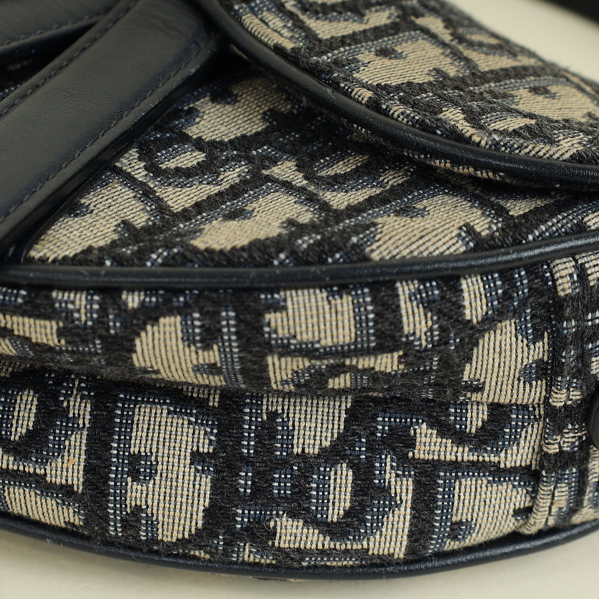 Christian Dior Navy Blue Oblique Saddle Mini Bag W/Extra Bag Strap